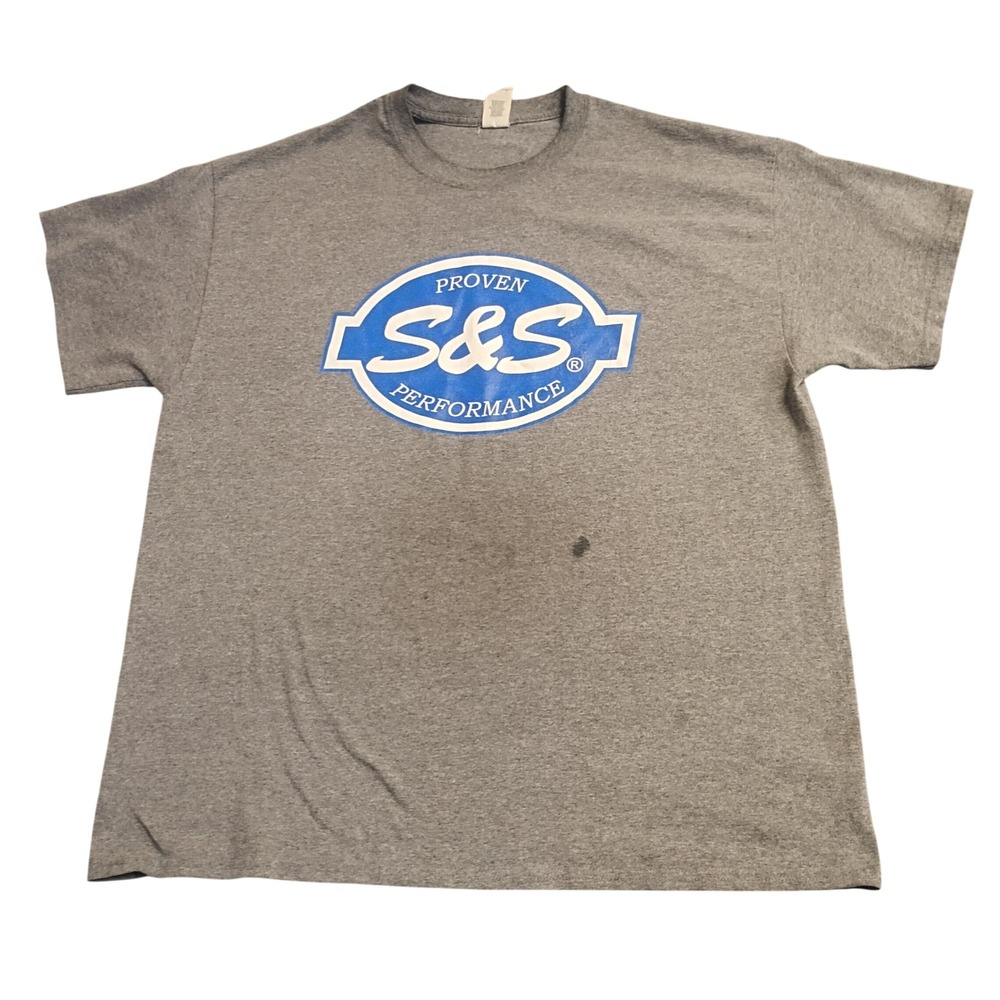 Gildan S&S Proven Performance T-Shirt Mens XL Gray Graphic Tee Motor Racing